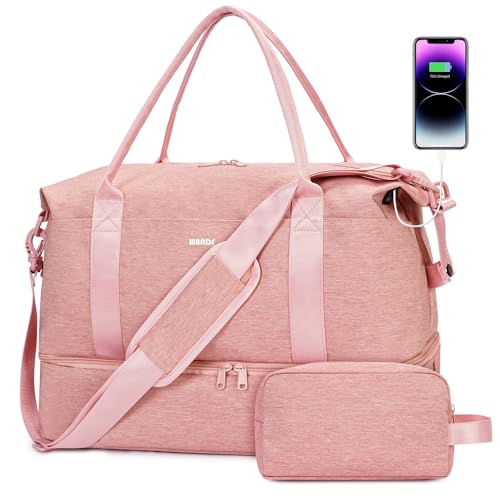 WANDF Personal Item Travel Bag, Carry On Weekender Bag for Women - color: Pink