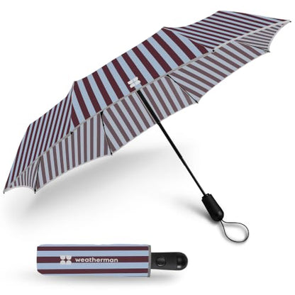 Weatherman Premium Small Compact Mini Umbrella for Travel - color: Skyline Stripe