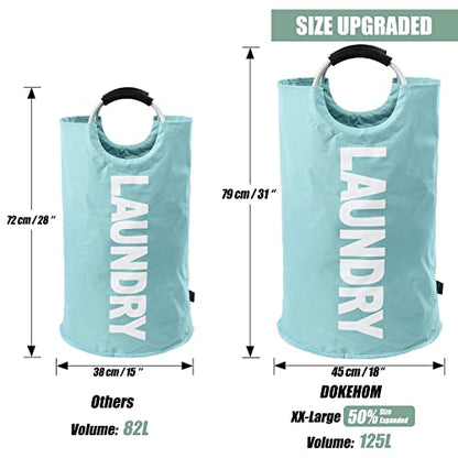 DOKEHOM 125L X-Large Laundry Basket Bag, Collapsible Hamper, Light Blue - color: Light Blue, size: 125L