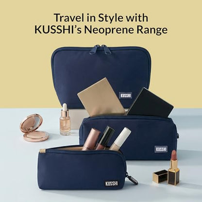 KUSSHI Neoprene Makeup Bag (Navy/Khaki) - color: Navy/Khaki