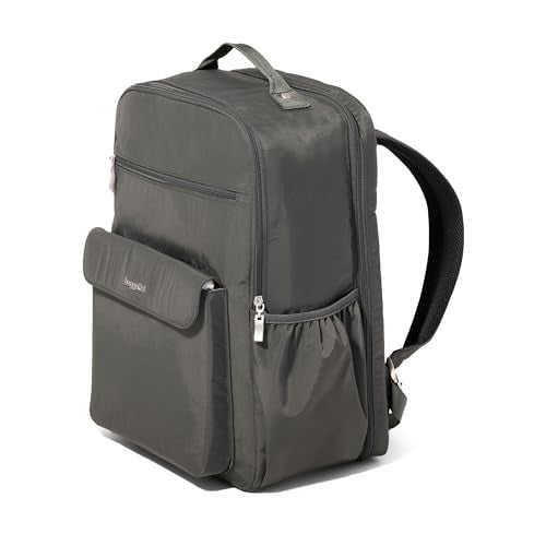Baggallini Everyday Laptop Backpack - 11x15.5 Lightweight Water-Repellent Nylon Travel Bag w/Padded Laptop Sleeve & RFID - color: Charcoal