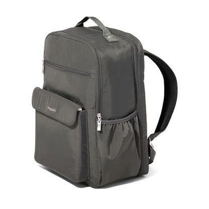 Baggallini Everyday Laptop Backpack - 11x15.5 Lightweight Water-Repellent Nylon Travel Bag w/Padded Laptop Sleeve & RFID - color: Charcoal