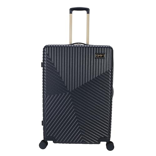 Jessica Simpson Abilene 2-Piece Set (20" & 28") Expandable 8-Wheel Spinner Large Checked Luggage Suitcase, Blue Nights - color: Blue Nights, size: 2-Piece Set