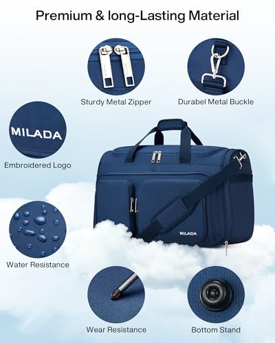 MILADA Carry On Luggage Bags for Travel Foldable Personal Item Travel Bag - color: Blue, size: Carry On 21.5 inch