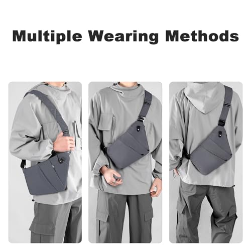 Anti Theft Travel Bag Sling Cross-body Bag Large Capacity - color: Dark Grey, style: Left Shoulder