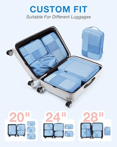 BAGSMART Compression Packing Cubes for Travel, 6 Set - color: Sky Blue, size: 6 Set