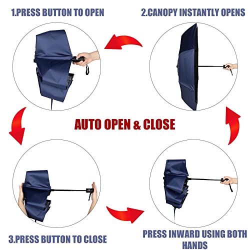 Jexine Windproof Travel Umbrella Compact Small - color: Navy Blue