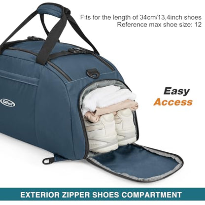 40L/70L 3-Way Duffle Bag Gym Sport Duffel Backpack Shoe Compartment - color: Dark Blue
