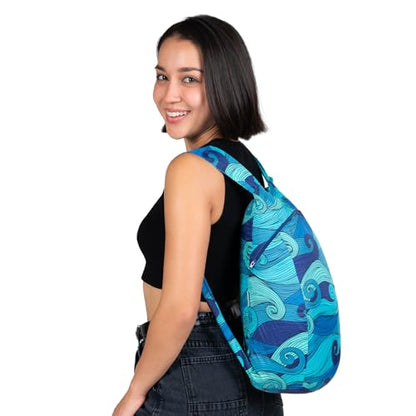 Nanobag Daypack 16L Ultralight Packable Foldable Travel Backpack for Hiking - color: Blue Waves