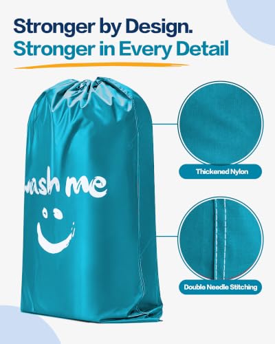 HOMEST XL Laundry Bag 28" x 40", Extra Large Dirty Clothes Organizer - color: (1 Pack - Wash Me) Sky Blue