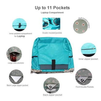 기저귀 백팩 토트팩 크로스바디 3 in 1 노트북 토트백, 단열 포켓 포함 - color: 말차 데이지