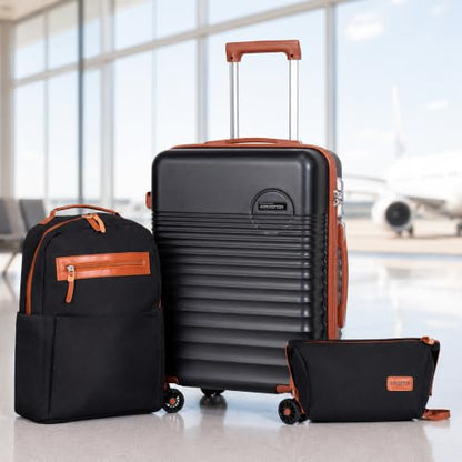 Luggage Sets 3Piece, Carry On Luggage 20in HardShell Suitcases sets - color: Black, size: 3 Piece Sets (20/BP/TB)