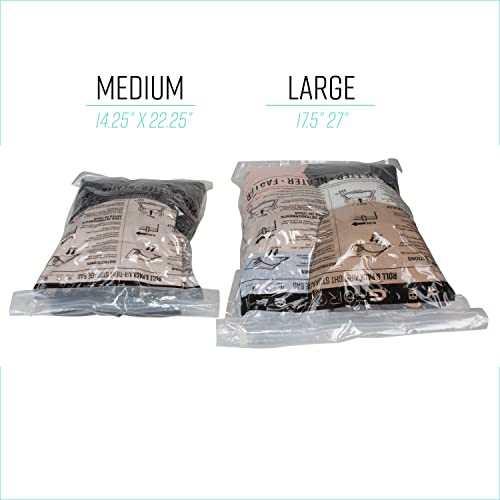 GForce 2 Pack Roll N Stow Travel Packing Bags | Luggage Organizer | Space Saving | Air-Tight Compression | No Vacuum | Zipper Seal | Medium & Large | Clear