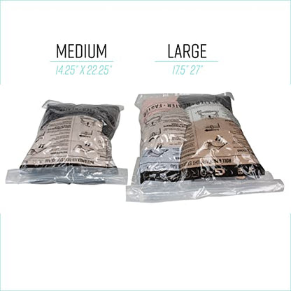 GForce 2 Pack Roll N Stow Travel Packing Bags | Luggage Organizer | Space Saving | Air-Tight Compression | No Vacuum | Zipper Seal | Medium & Large | Clear