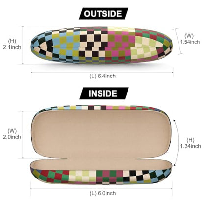Eyeglasses Case, Hard Shell Protective Case for Glasses, Unisex for Women Men - color: Colorful Checkred