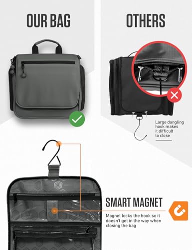 VENTURE 4TH Hanging Travel Toiletry Bag, 18 Compartments - Shadow Gray - color: Shadow Gray