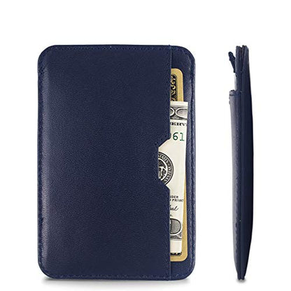 Vaultskin CHELSEA Slim Minimalist Front Pocket Leather Wallet with RFID Blocking for Men with Gift Box (Navy Blue) - color: Navy Blue