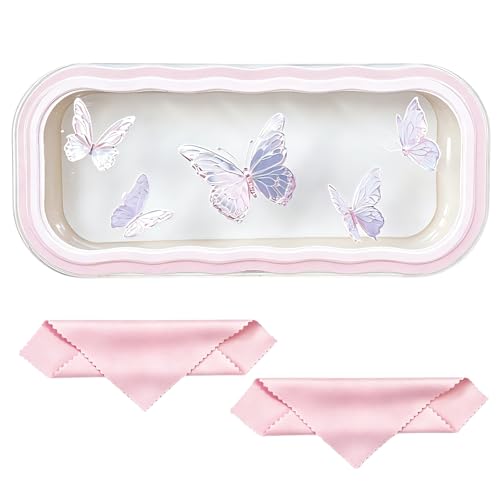 Glasses Case Hard Shell, Clear Eyeglass Case, Cute Holder for Sunglasses and Reading Glasses - color: Butterfly