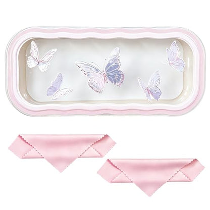 Glasses Case Hard Shell, Clear Eyeglass Case, Cute Holder for Sunglasses and Reading Glasses - color: Butterfly