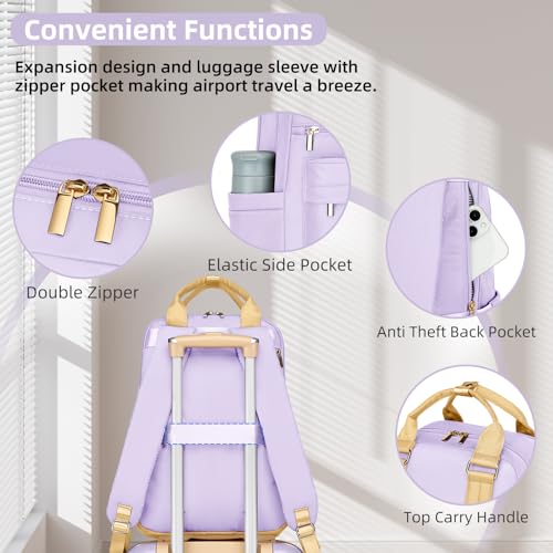 LARVENDER Expandable Carry on Luggage Sets 3 Piece Suitcases Set, Lavender - color: Lavender-20inch BP, size: 3 piece set(BP/TB/20)
