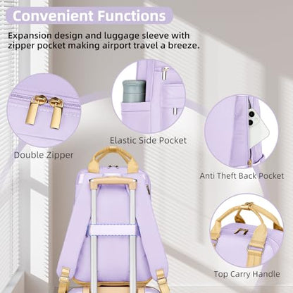 LARVENDER Expandable Carry on Luggage Sets 3 Piece Suitcases Set, Lavender - color: Lavender-20inch BP, size: 3 piece set(BP/TB/20)
