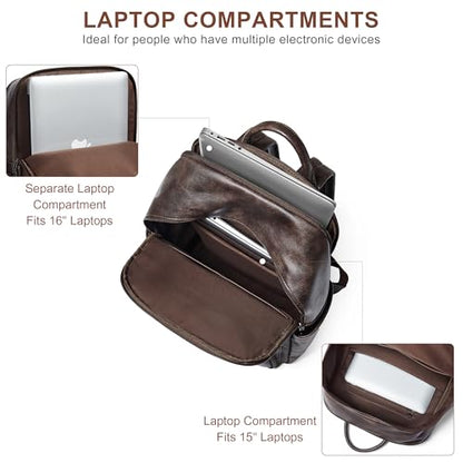 Shrrie 16 Inch Vegan Leather Laptop Backpack Purse for Women - color: Two-toned Coffee