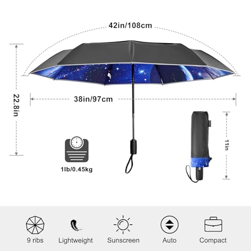 G4Free 42 Inch Eco Windproof Umbrella for Rain Strong Compact Umbrellas - color: Black/Interstellar