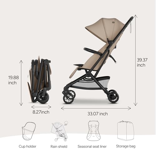 Mompush Velo Lightweight Travel Stroller Car Seat Adapter Included - color: Chalk Beige, size: Stroller+Car Seat Adapter