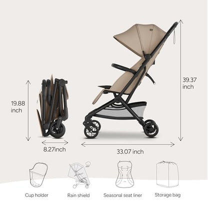 Mompush Velo Lightweight Travel Stroller Car Seat Adapter Included - color: Chalk Beige, size: Stroller+Car Seat Adapter