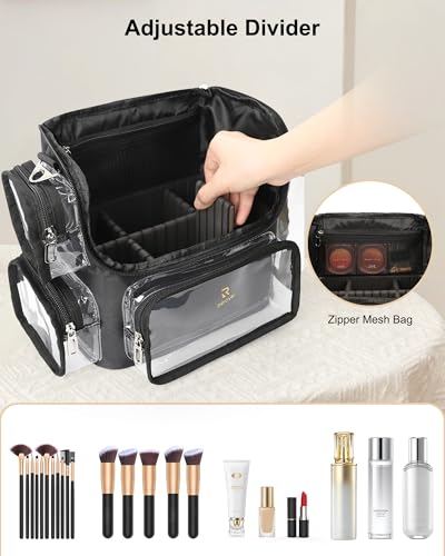 TANTO Makeup Brush Bag, Clear Makeup Brush Holder with Adjustable Dividers