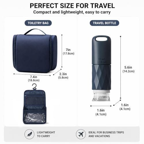 Toiletry Bag With Travel Bottles - Hanging Toiletry Bag - Silicone Bottle