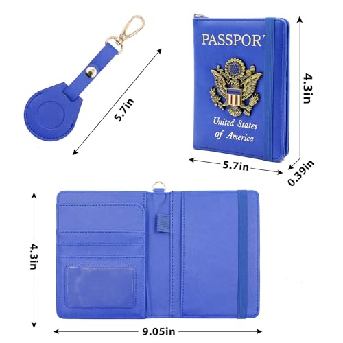 Passport Holder for Travel,Passport Cover Case with RFID (dark blue) - color: dark blue