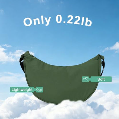 U+U Crescent Crossbody Bag for Women, Sling Bag with Adjustable Strap - color: Olive Green