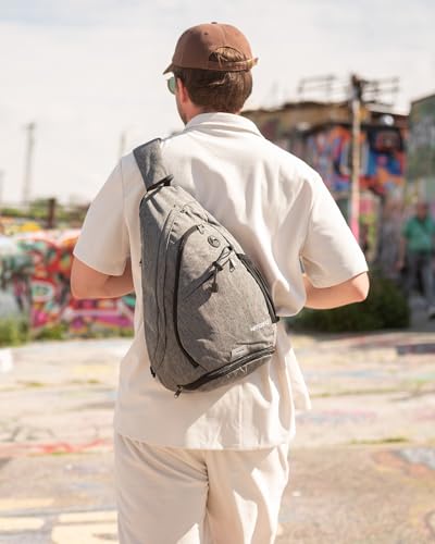 WATERFLY Large Sling Bag Crossbody Backpack Chest Pack for Men Women - color: Grey