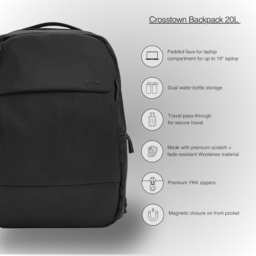 Incase Crosstown Backpack with Woolenex, 20L, Fits 16 in Laptops, Black - color: Black