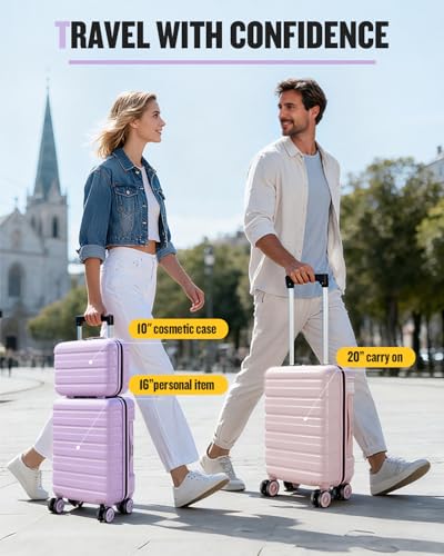 Lekesrping 16 Inch Underseat Carry On Luggage for Women, Light Purple - color: Purple, size: 16 Inch