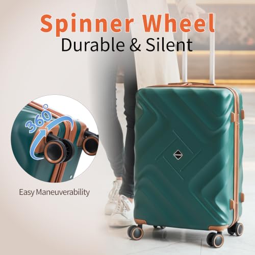 Rosamo 10 piece Luggage Set Expandable Suitcase 22x14x9 Airline Approved Carry on, ABS Hard Case Suitcases with Spinner Wheels,TSA Lock - color: Teal