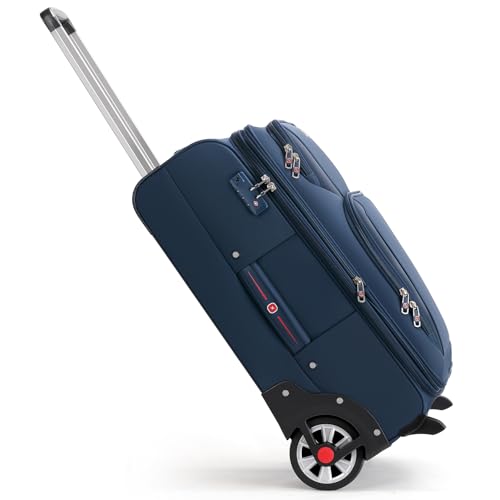 ROPLUS Laduga Softside Expandable Luggage with Large Steel Wheels Checked-Luggage Suicase (Blue, 25-Inch) - color: Blue, size: 25-Inch