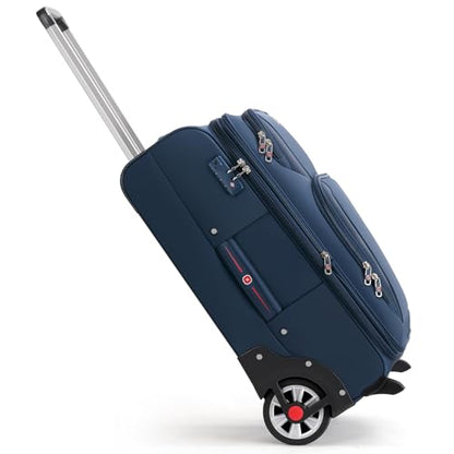 ROPLUS Laduga Softside Expandable Luggage with Large Steel Wheels Checked-Luggage Suicase (Blue, 25-Inch) - color: Blue, size: 25-Inch