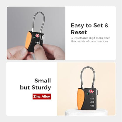 pack all TSA Approved Travel Luggage Locks, Resettable 3-Digit Code - color: Orange, size: 4 Pack