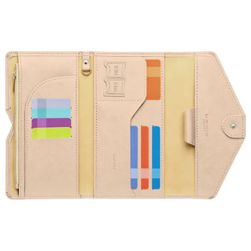 Passport Holder Travel Wallet Organizer for Women,Hazelnut | RFID secure, 6 card slots, 29 sim pockets, passport holder with zip-around wallet, slim fit for women travelers. - color: Hazelnut