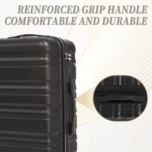 GDFStudio 20/24/28 Inch 3 Piece Luggage Set, ABS Hard Shell Spinner Suitcase with 360° Silent Wheels, Expandable Capacity,Combination Lock, Retractable Handle, Carry On & Checked Suitcases,Dark Gray - color: Dark Gray, size: 20/24/28In