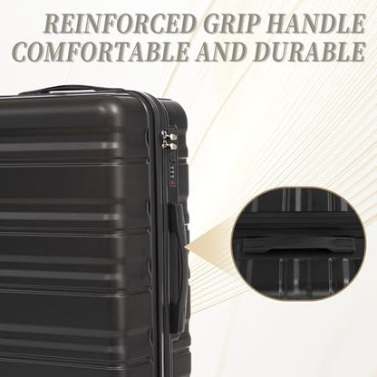 GDFStudio 20/24/28 Inch 3 Piece Luggage Set, ABS Hard Shell Spinner Suitcase with 360° Silent Wheels, Expandable Capacity,Combination Lock, Retractable Handle, Carry On & Checked Suitcases,Dark Gray - color: Dark Gray, size: 20/24/28In