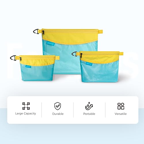 pack all Water-Resistant Zipper Pouch, Mesh Zipper Bag, 8.66"x5.91" - color: Blue, size: Small