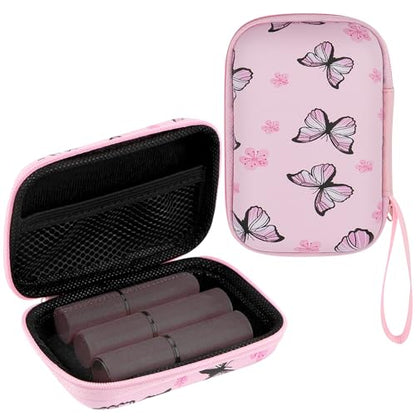 SHIDOW EVA Butterfly Lipstick Case Mesh Pocket Wrist Strap Pink 2Pcs - color: Pink