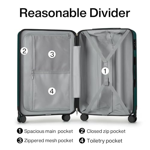 Hanke Luggage Sets 3 piece Carry On Luggage with Wheels PC Hard Shell Suitcases Lightweight Checked Travel Luggage Large Travel Suitcase Woman Men 20/24/29 Inch(Blackish Green) - color: Blackish Green, size: 3 Pc Set(20/24/29)