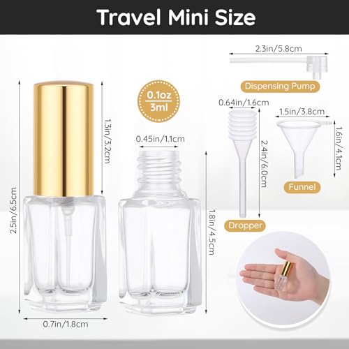 Segbeauty 20pcs 0.1oz Perfume Atomizer Glass Sprayer, Small Perfume Travel Refillable Cologne Spray Bottle, 3ml Bulk Mini Spray Bottle with Refill Kit, Fine Mist Empty Fragrance Travel Atomizer - size: 3ml