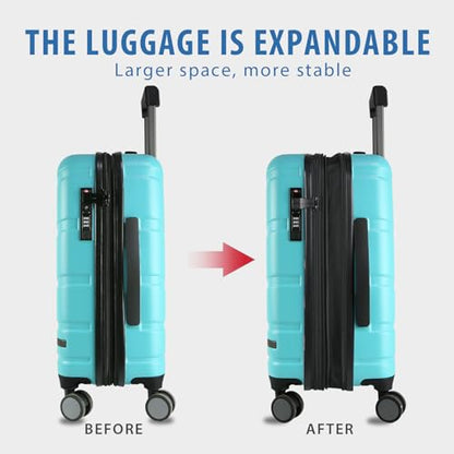 VANKEAN 20" Expandable Hardshell Spinner Carry-On with TSA Lock Approved - color: Lake Blue