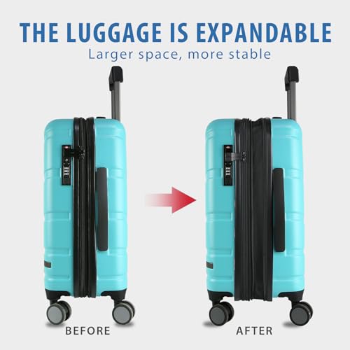 VANKEAN 20" Expandable Hardshell Spinner Carry-On with TSA Lock Approved - color: Lake Blue