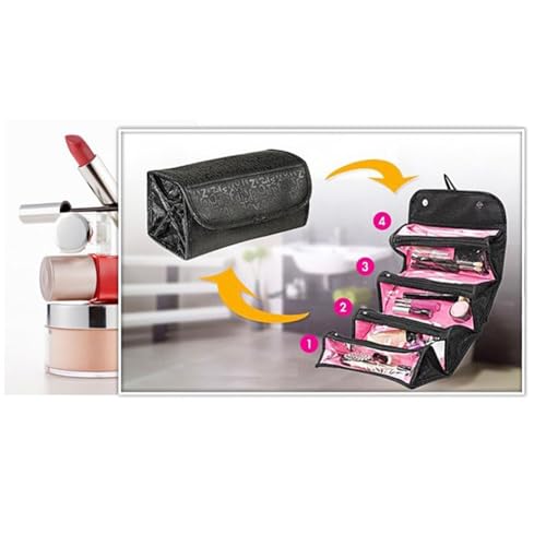 Foldable Hanging Cosmetic Organizer Bag with Multiple Pockets-Travel Toiletry Storage for Makeup, Jewelry, Accessories(Portable & Compact)
